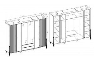 Шестистворчатый шкаф Gravita (Гравита) GRAV-34 слоновая кость