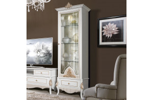 Витрина однодверная в гостиную Стелла (белый золото)