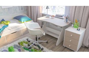 Детская прикроватная тумба с ящиками Комби МН-211-04 капучино