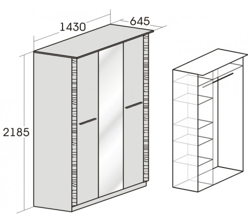 Трехстворчатый шкаф гардероб для спальни Элана